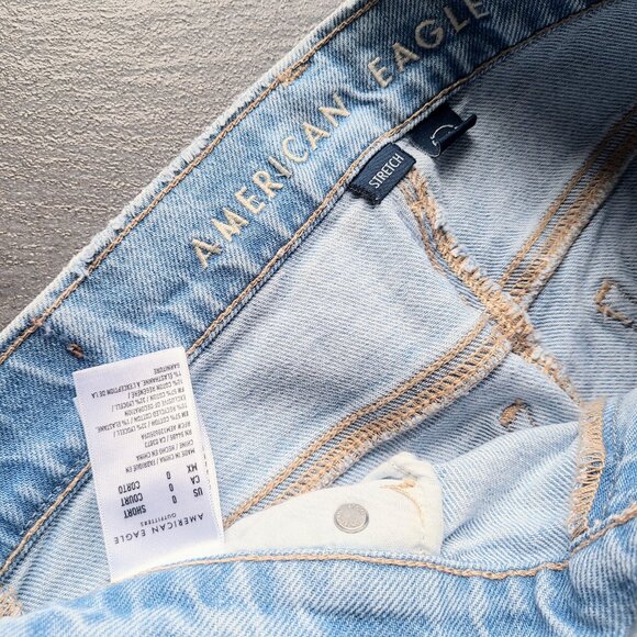 American Eagle AEO Light Blue Wash Super High Rise Straight Leg Jeans - 0 Short - Picture 5 of 9